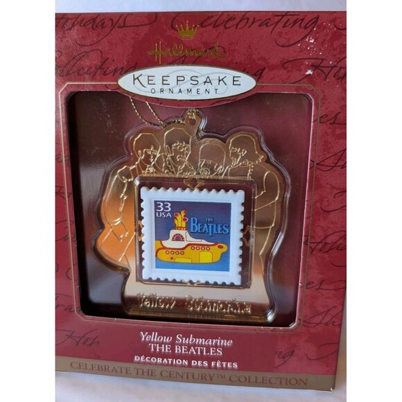 Yellow Submarine THE BEATLES Vintage Hallmark Keepsake Ornament 1999 USPS Stamp - Picture 2 of 5